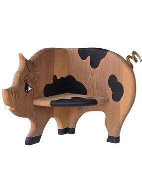 Vintage Pig Corner Shelf Farmhouse Decor Farmcore Collectible Wall Shelving